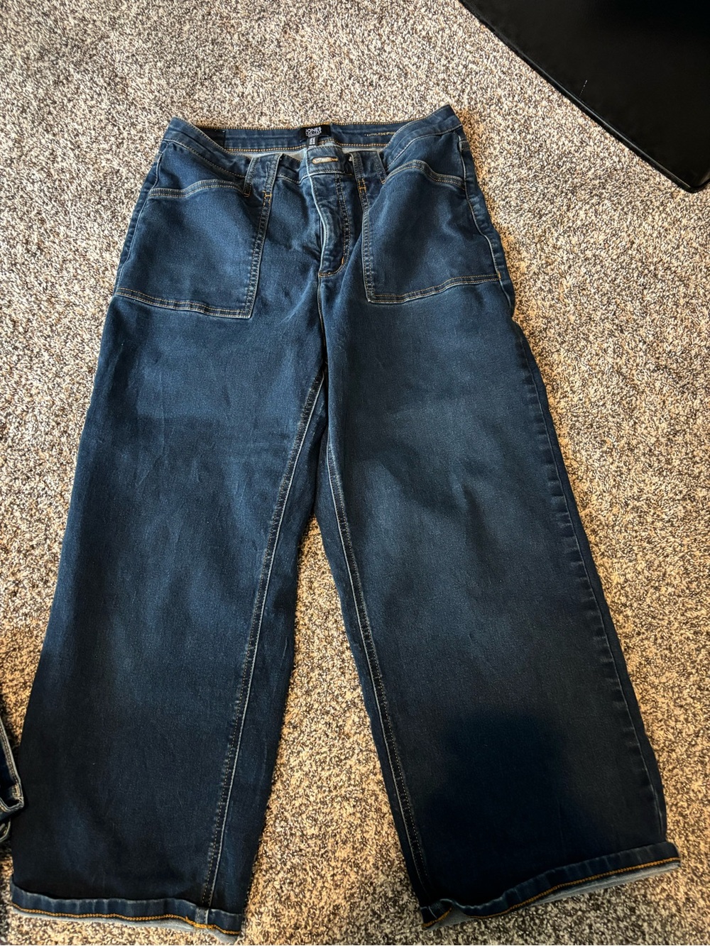 Jones New York Wide-Leg Dark Blue Jeans